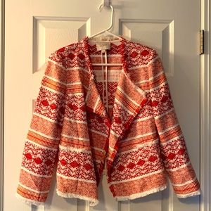 Loft Blazer with red and orange stitched embellishment and padded shoulders